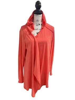 C&C California Women’s Open Front Hooded Cardigan Wrap Coral Size Large